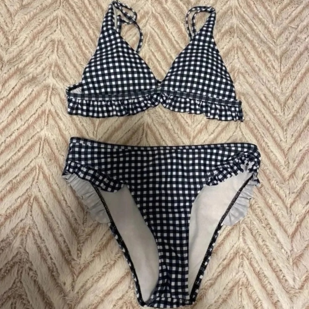 Blue Gingham Bikini Set